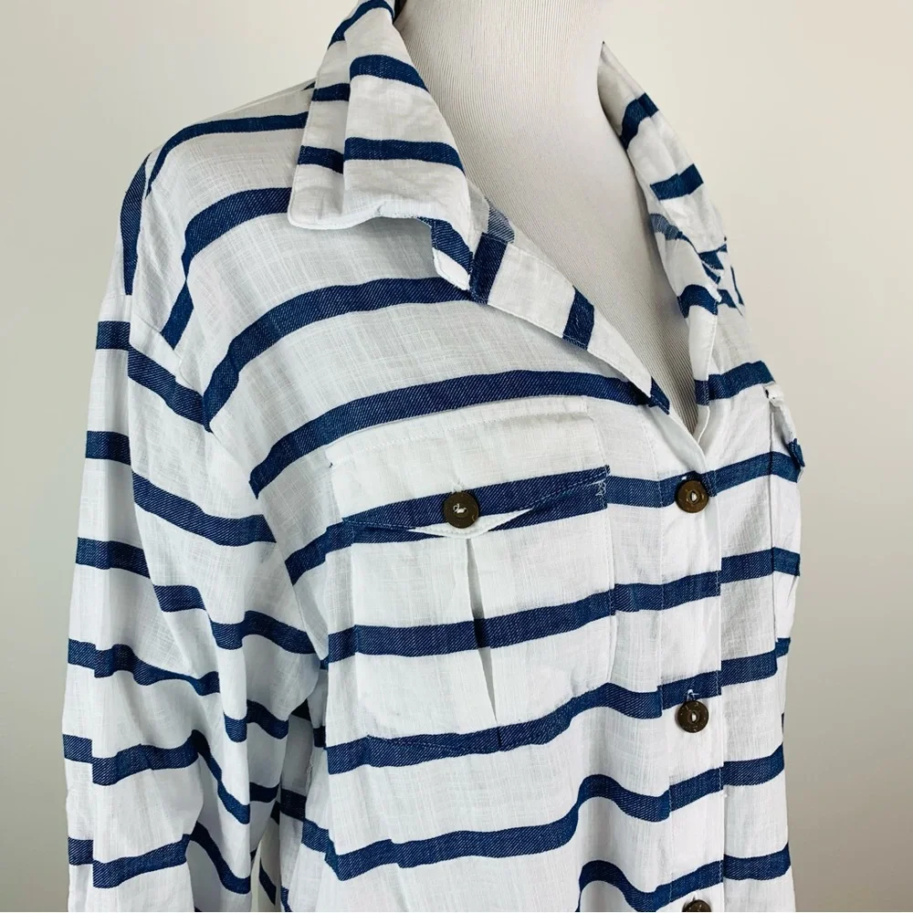 Dotti Striped Button Front Coverup 1X